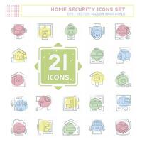 Icon Set Home Security. related to Education symbol. Color Spot Style vector
