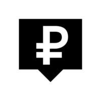 ruble currency symbol in speech bubble square black for icon isolated on white, russia ruble money for app symbol, simple flat russian ruble money, currency digital ruble coin for financial concepts vector