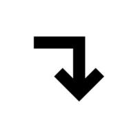 arrow pointing down, download button isolated on white, simple arrow for icon flat line, black arrow down direction, arrow sign of next download and upload concept vector