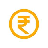 rupee currency coin orange for icon isolated on white, rupee money for app symbol, simple flat rupee money, currency digital rupee vector