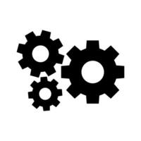 circle cog black for mechanization icon, gear symbol for button black icon for progress web, simple circle cog shape for engineering mechanism, machinery industrial technology sign vector