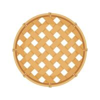 bamboo basket weave brown in top view isolated on a white, empty basket weave bamboo or sieve wicker handmade brown, handicraft braided basket round shape, bamboo sieve basketry circle vector