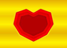 heart shape red on gold background, red frame shaped heart on golden texture for greeting card paper, luxury heart shape red color for decoration valentine graphic icon, cute heart shape symbol vector