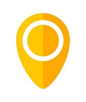pin point symbol orange for icon isolated on white, modern yellow pin circle for location icon marker, simple orange pin symbol for position map, pin place flat icon orange for navigation search vector