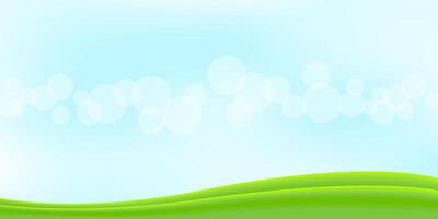 bokeh soft blue for background banner and copy space, bokeh bright blue with graphic green curve wave for banner, smooth and soft white blue modern for wallpaper vector