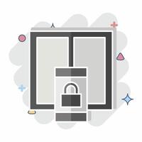 Icon Window Lock. related to Home Security symbol. comic style vector