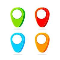 3d pin symbol green red blue and orange, pin maps icon isolated on white, pointer pin for gps map and navigation, pin for location icon vector