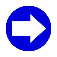 white arrow pointing right in circle blue for icon flat isolated on white, circle with arrow for button interface app, arrow sign of next or download upload concept, arrow simple symbol for direction vector