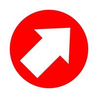 arrow pointing right up in circle red for icon flat isolated on white, circle with arrow for button interface app, arrow sign of next or download upload concept, arrow simple symbol for direction vector