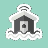Sticker line cut Flood Sensor. related to Home Security symbol vector
