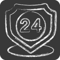 Icon 24 Hour Security. related to Home Security symbol. chalk Style vector