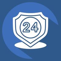 Icon 24 Hour Security. related to Home Security symbol. long shadow style vector