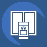 Icon Window Lock. related to Home Security symbol. long shadow style vector