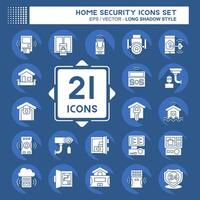 Icon Set Home Security. related to Education symbol. long shadow style vector