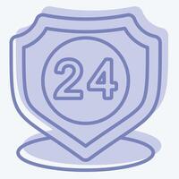 Icon 24 Hour Security. related to Home Security symbol. two tone style vector