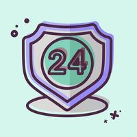 Icon 24 Hour Security. related to Home Security symbol. MBE style vector