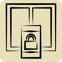 Icon Window Lock. related to Home Security symbol. hand drawn style vector