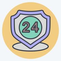 Icon 24 Hour Security. related to Home Security symbol. color mate style vector