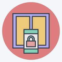 Icon Window Lock. related to Home Security symbol. color mate style vector