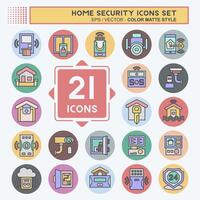 Icon Set Home Security. related to Education symbol. color mate style vector