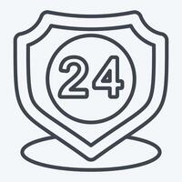 Icon 24 Hour Security. related to Home Security symbol. line style vector