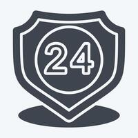 Icon 24 Hour Security. related to Home Security symbol. glyph style vector