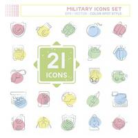 Icon Set Military. related to War symbol. Color Spot Style. design editable vector