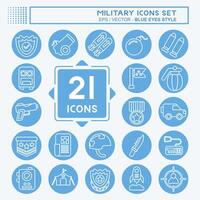 Icon Set Military. related to War symbol. blue eyes style. design editable vector