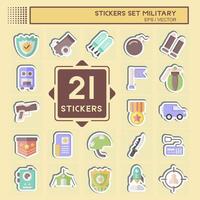 Sticker Set Military. related to War symbol. design editable vector