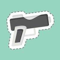 Sticker line cut Gun. related to Military symbol. design editable vector