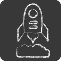 Icon Rocket Flying. related to Military symbol. chalk Style. design editable vector