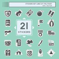 Sticker line cut Set Military. related to War symbol. design editable vector