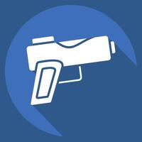 Icon Gun. related to Military symbol. long shadow style. design editable vector