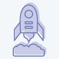 Icon Rocket Flying. related to Military symbol. two tone style. design editable vector