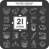 Icon Set Military. related to War symbol. chalk Style. design editable vector