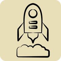 Icon Rocket Flying. related to Military symbol. hand drawn style. design editable vector
