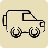 Icon Millitary Bus. related to Military symbol. hand drawn style. design editable vector