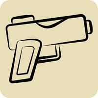 Icon Gun. related to Military symbol. hand drawn style. design editable vector