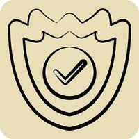 Icon Amoned Shield. related to Military symbol. hand drawn style. design editable vector