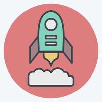 Icon Rocket Flying. related to Military symbol. color mate style. design editable vector