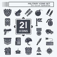 Icon Set Military. related to War symbol. glyph style. design editable vector