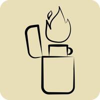 Icon Lighter. related to Light symbol. hand drawn style. design editable vector