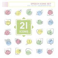 Icon Set Speech. related to Technology symbol. Color Spot Style. design editable vector