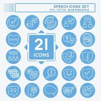 Icon Set Speech. related to Technology symbol. blue eyes style. design editable vector
