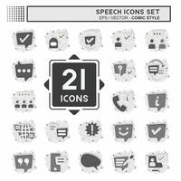 Icon Set Speech. related to Technology symbol. comic style. design editable vector