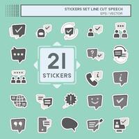 Sticker line cut Set Speech. related to Technology symbol. design editable vector