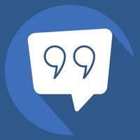 Icon Qoute. related to Speech symbol. long shadow style. design editable vector