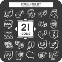 Icon Set Speech. related to Technology symbol. chalk Style. design editable vector