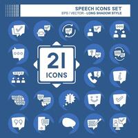 Icon Set Speech. related to Technology symbol. long shadow style. design editable vector