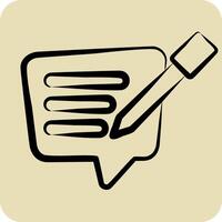 Icon Text Message. related to Speech symbol. hand drawn style. design editable vector